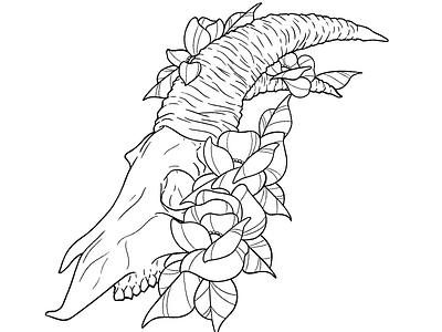 Goat skull with poppies by Lu on Dribbble