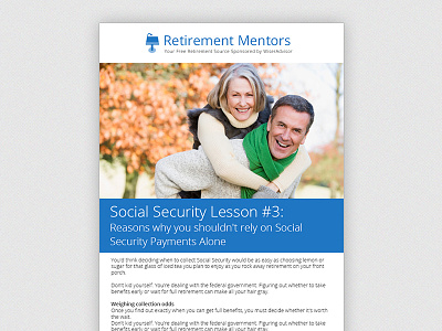 Retirement Mentors Newsletter drip email email marketing financial advice metro newsletter retirement