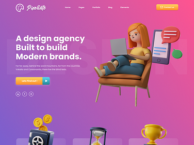 Design agency landing page #3D style