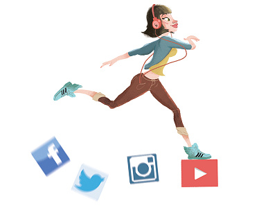 Social Girl art character design design facebook girl illustration instagram social network twitter youtube