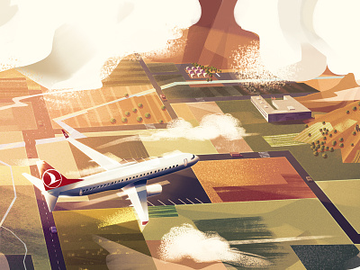 Turkish Airlines Still Frame airlines art artwork background conceptart digitalart illustration landscape nature plane sky turkish airlines