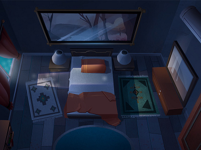 Night art artwork background bed concept conceptart design digitalart game illustration night