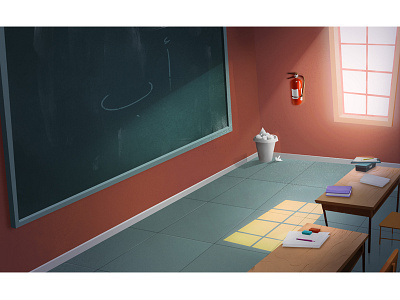 Classroom background character design classroom digita lart environment illustration painting school