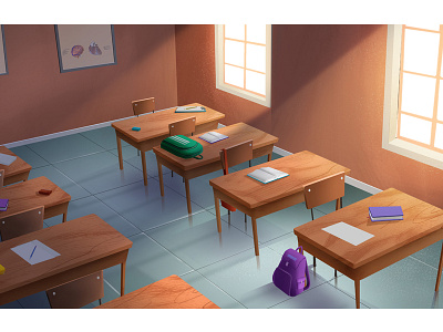 Classroom background character design classroom digita lart environment illustration painting school
