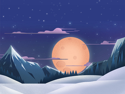 Moon art artwork background conceptart digitalart environment illustration landscape nature snow winter