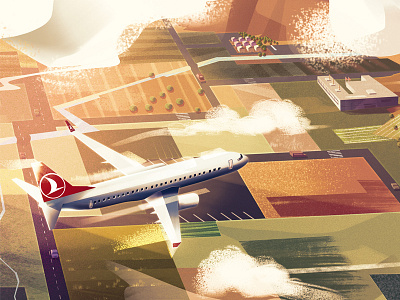 Turkish Airlines Detail art artwork background conceptart digitalart environment fly illustration landscape nature plane turkish airlines