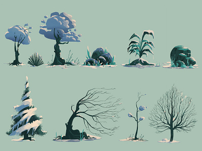 Plants artwork background conceptart digitalart environment illustration landscape nature plant rock stone tree