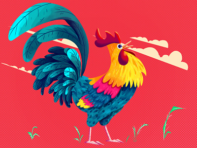 Rooster character characters chicken digital art flat rooster sketch vector