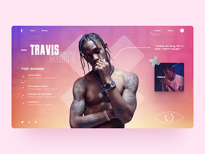 Travis Scott Page artist fashion gradient music musician neon neon light newmusic rap rapper singer songwriter travis scott ui ux web design