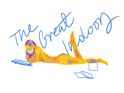 The Great Indoors blue books corona coronavirus covid19 debut debuts drawing girl gouache illustration indoors lettering naked quarantine reading redhair sketch typogaphy yellow