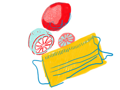 Still Life: Quarantine Edition 2d bold citrus colourful corona coronavirus covid19 digital painting doodle drawing fresh gouache illustration lemon mask quarantine sketch still life stilllife yellow