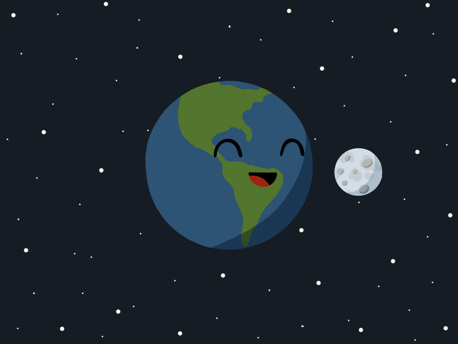 Earth & Moon 2d animation character cosmic design earth flying gif illustration moon orbit rotation space star