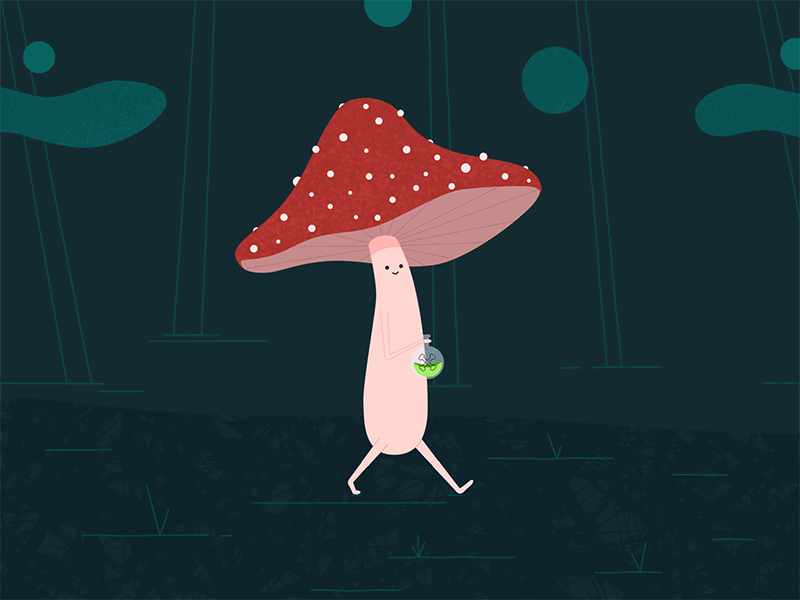 Poisonous! 2d amanitamuscaria animation character forest gif illustration mushroom poison walking