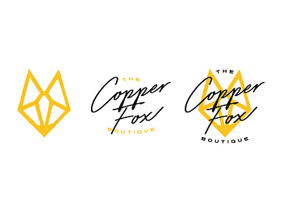 The Copper Fox Boutique - Brand Mark abstract animal boutique fox geometric gold logo sans serif script shop yellow