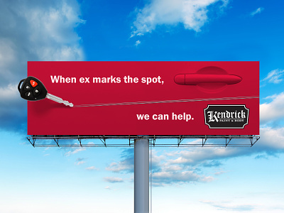 When Ex Marks the Spot ad advertisement advertising billboard body shop car key outdoor scratch