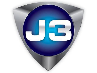 J3 Personal Logo 3 aluminum blue logo purple shield shiny typography