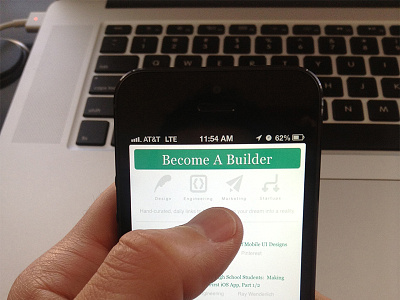Become A Builder Teaser green minimal mobile teaser ui