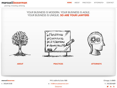 Marcus & Boxerman Responsive Website illustrations law orange responsive web design