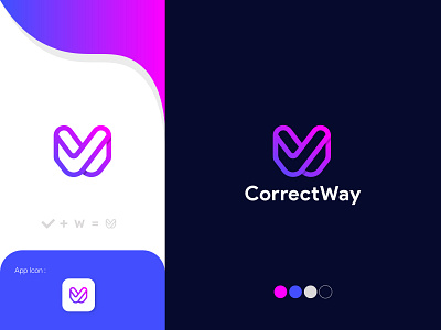 CorrectWay abstract brand brand design brand identity branding clean correct correct symbol design icon identity logo logo designer logo mark minimal minimalist modern vector w letter way