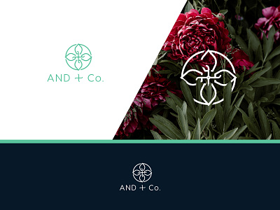 AND + Co. and corporation design flower logo