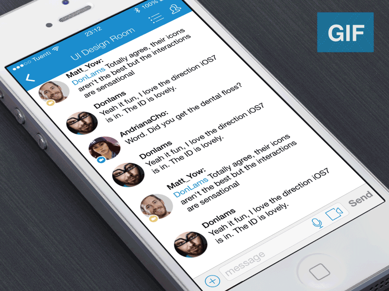 Gif Animation chat room animation apple avatar blue chat gif interface iphone profile ui ux