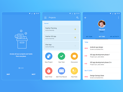 Material android application onboarding activecollab android application color flat icon material mobile onboarding ui ux