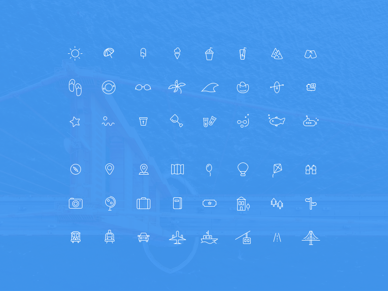 Summer Vacation 48 Line Icons vacation icon illustration design material minimal travel line icons icon set 1000 icons