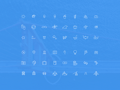 Summer Vacation 48 Line Icons