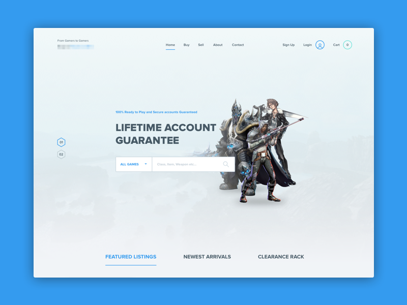 Game Landing Page characters flat minimal illustration landing page ui ux sketch webdesign