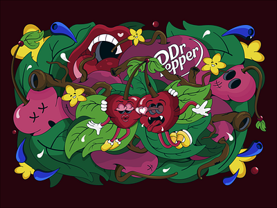 Dr. Pepper concept art art cartoon characterdesign cherry design drpepper flower illustration logo soda