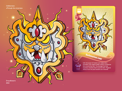 Defensive Roar art card characterdesign collaboration design game illustration illustrator lion magic photoshop power procreate shield