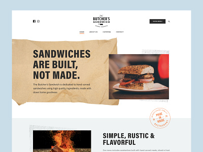 The Butcher's Sandwich Website artisan brand design figma marketing photography responsive design restaurant texture typography ui ux web web design