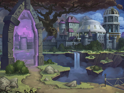 City of Mages MainScreen 2d art 2d design castle design environment game art illustration magic