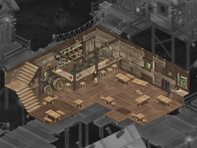 Tavern Interrior 2d art 2d design environment game art illustration