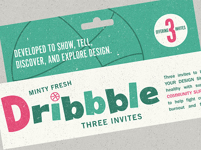 3 Minty Fresh Dribbble Invites draft dribbble invitation invite packaging retro vintage