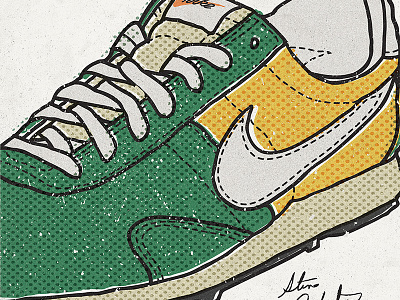 Ode to Pre halftone illustration nike oregon retro running vintage