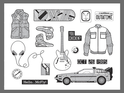 Hello Mcfly Icons back to the future background delorean illustration mcfly nike twitter