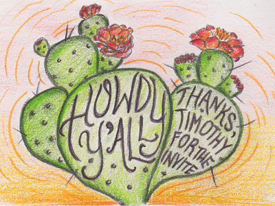Prickly Pear Howdy cacti cactus desert prismacolor sketch