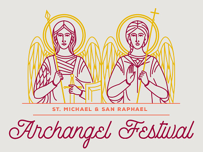 Archangel Festival angels line drawing script