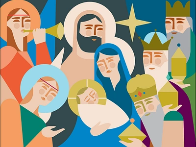 Nativity christ christian christmas illustration nativity wise men