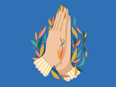 AskSeekKnock feminine hands leaves prayer spot illustration