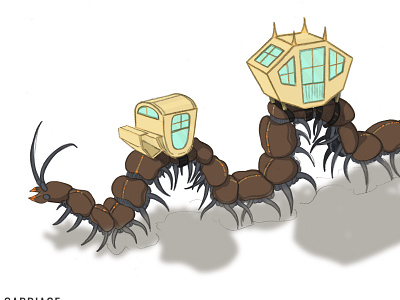 Centipede Carriage bug centipede character concept concept concept art concept design conceptual design editorial illustration hotel illustration insect