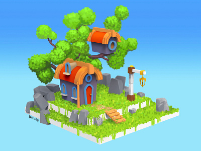 Game Asset Home 3d background art concept art environment design game game design house illustration isometric isometric icons landscape mobile game