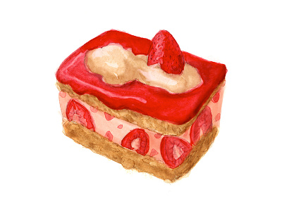 Strawberry Cheesecake / Watercolor Illustration concept art design feminine design food illustration illustration water color