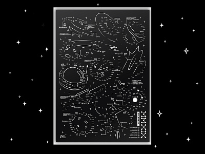 '19 Calendar of Space artwork black and white calendar calendar 2019 constellation design galaxy illustration monochrome nasa planets poster print space stars universe