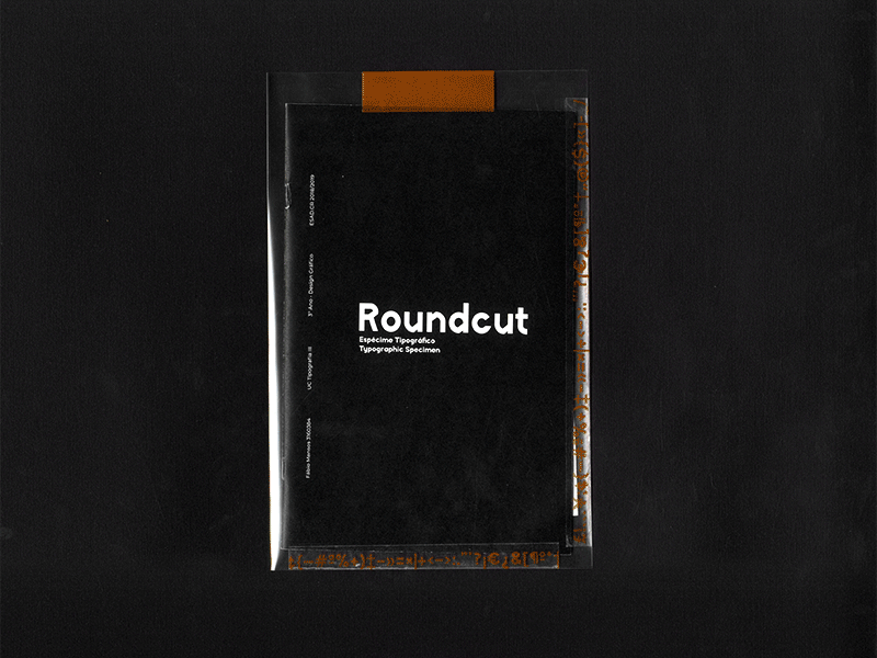 RoundCut - Specimen artwork booklet caldas da rainha calligraphy collage design esad font monochrome packaging print roundcut specimen type typeface types typo typography