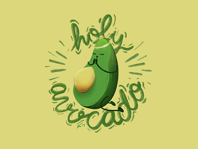 Holy Avocado! artwork avocado calligraphy cartoon design drawing drawing ink illustration procreate type type daily typography