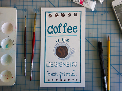 Coffee coffee flat gouache illustration paint typography
