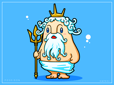 Poseidon character illustraion vector