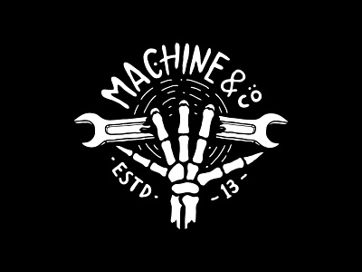 Machine & Co artwork branding clothing design handmade illustration logo machine sketch skull vector